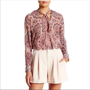 Alice & Olivia Anabel Tie Neck Silk Paisley Blouse